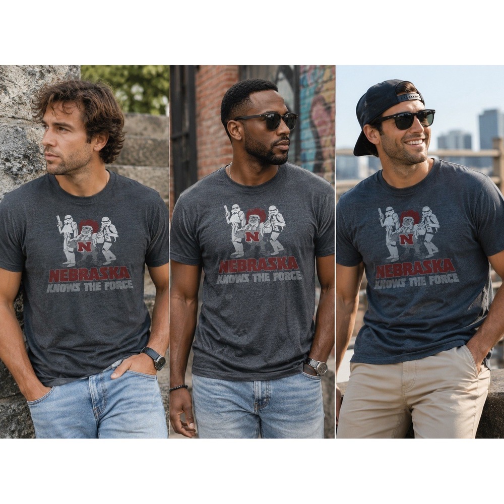 Tailgate Nebraska Cornhuskers Star Wars Herbie Husker Force T-Shirt Mens XL Gray